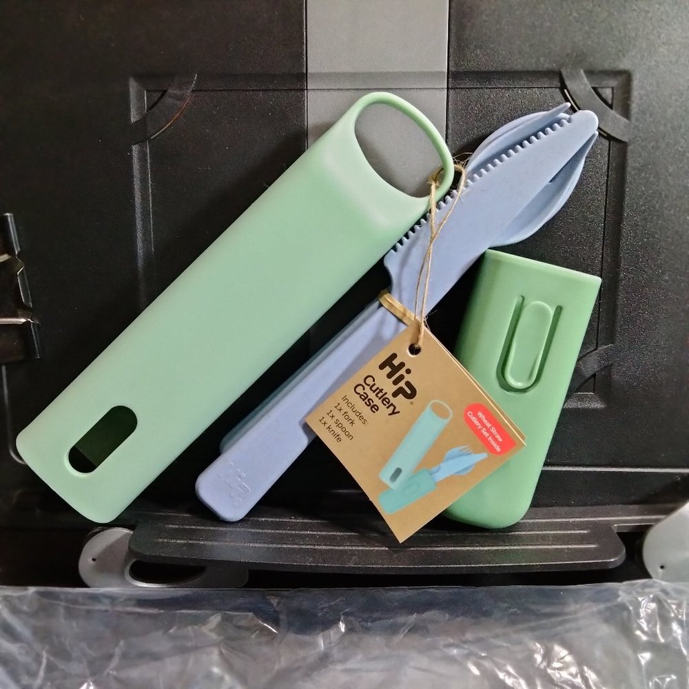 HIP Cutlery Case with Fork Spoon Knife Made from Wheat Straw Van Life Camping
